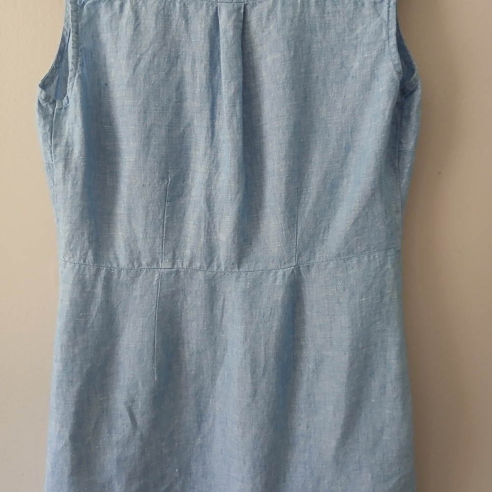 L.L. Bean Women's Size 8 Denim Button Front Knee Length Shirt Dress 100% Linen - Picture 14 of 16